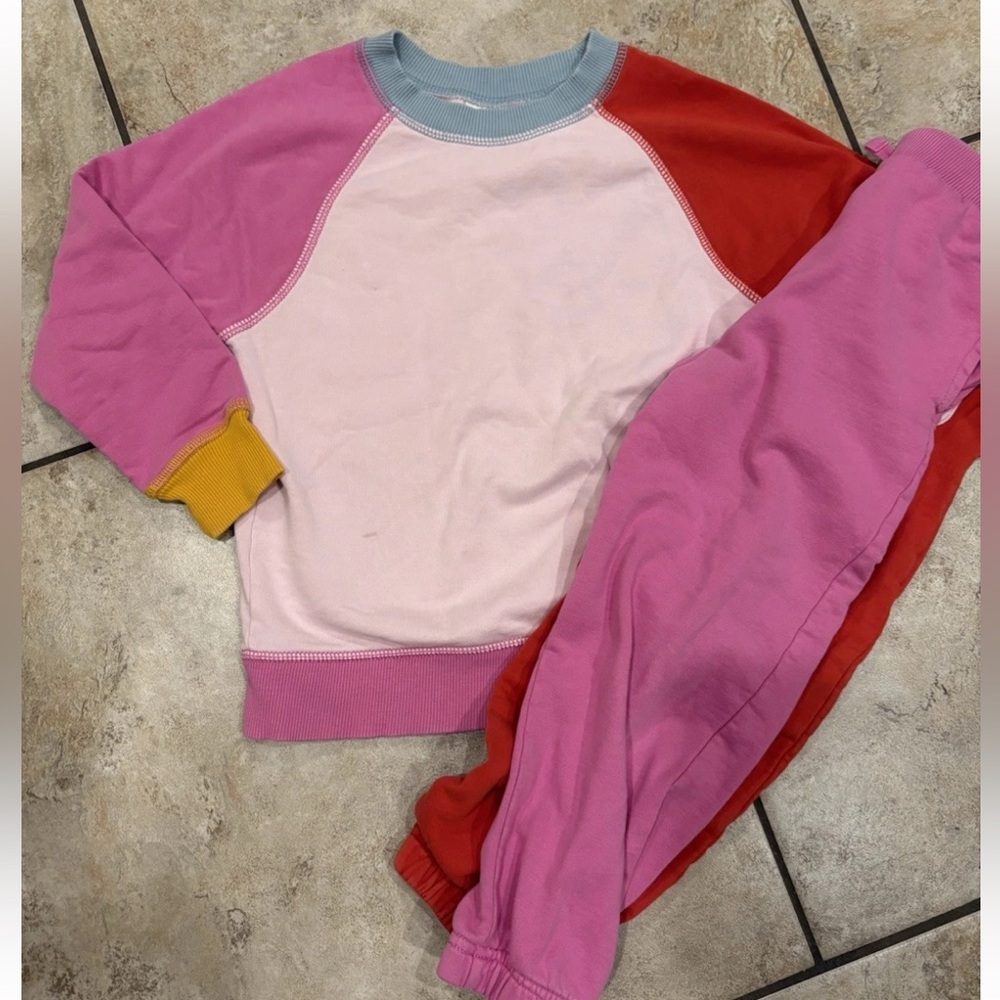 Hanna Andersson Girls 5 Multicolor Sweatsuit Long Sleeve/Pants, Vintage, GUC